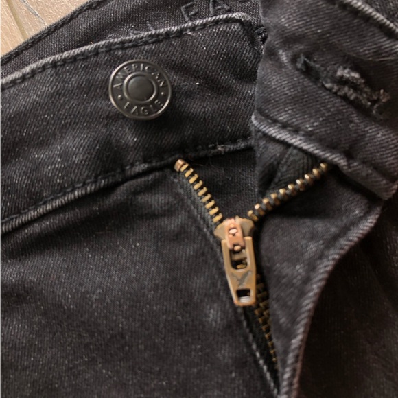 American Eagle Outfitters Black Distressed Biker Denim Shorts Size 8 - Picture 9 of 12